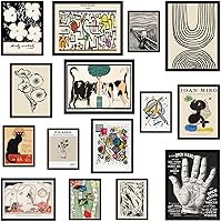 TRAMIN Eclectic Boho Wall Art Prints Set - Vintage Bauhaus Abstract Collage Posters, Maximalist Gallery Wall for Bedroom Dorm Decor (15 Unframed)