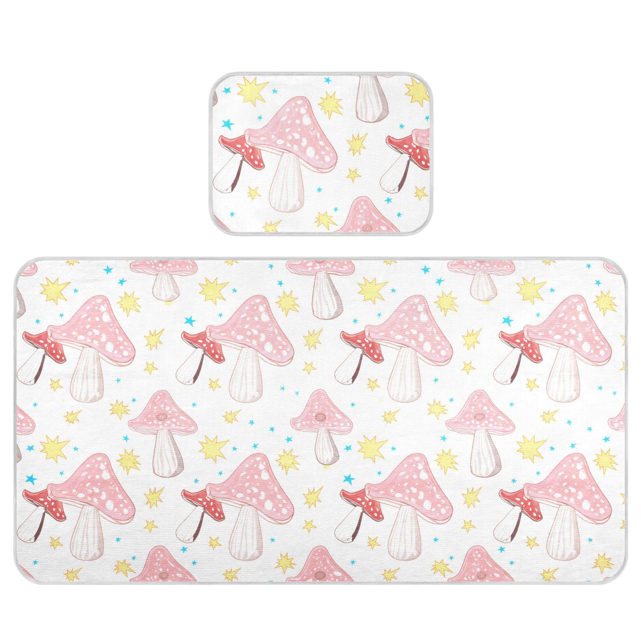 Takiito Mushrooms with Polka Dots Baby Cooling Mattress Pad, Soft & Breathable Cooling Mat Keep Baby Cool in Summer 28x52 in, Nursery Essential