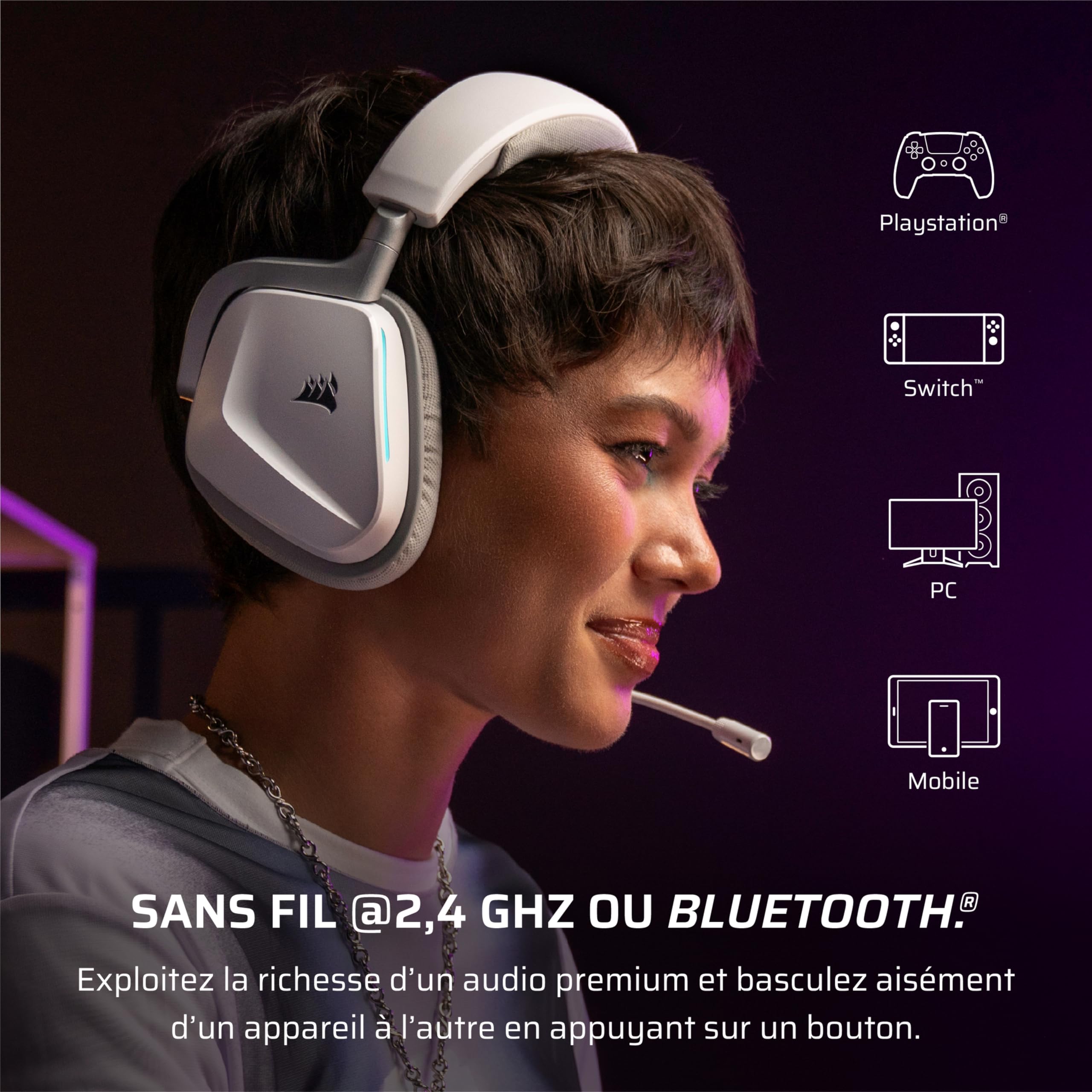 Corsair Void v2 Casque de Jeu sans Fil avec Bluetooth – Blanc