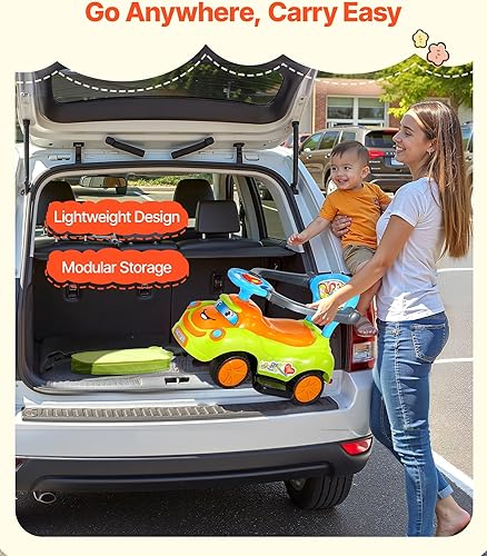 Miniatura 5 de VEVOR Auto de empuje para niños pequeños de 19 a 36 meses, cochecito alrededor con barandillas, asa y almacenamiento debajo del asiento, capacidad