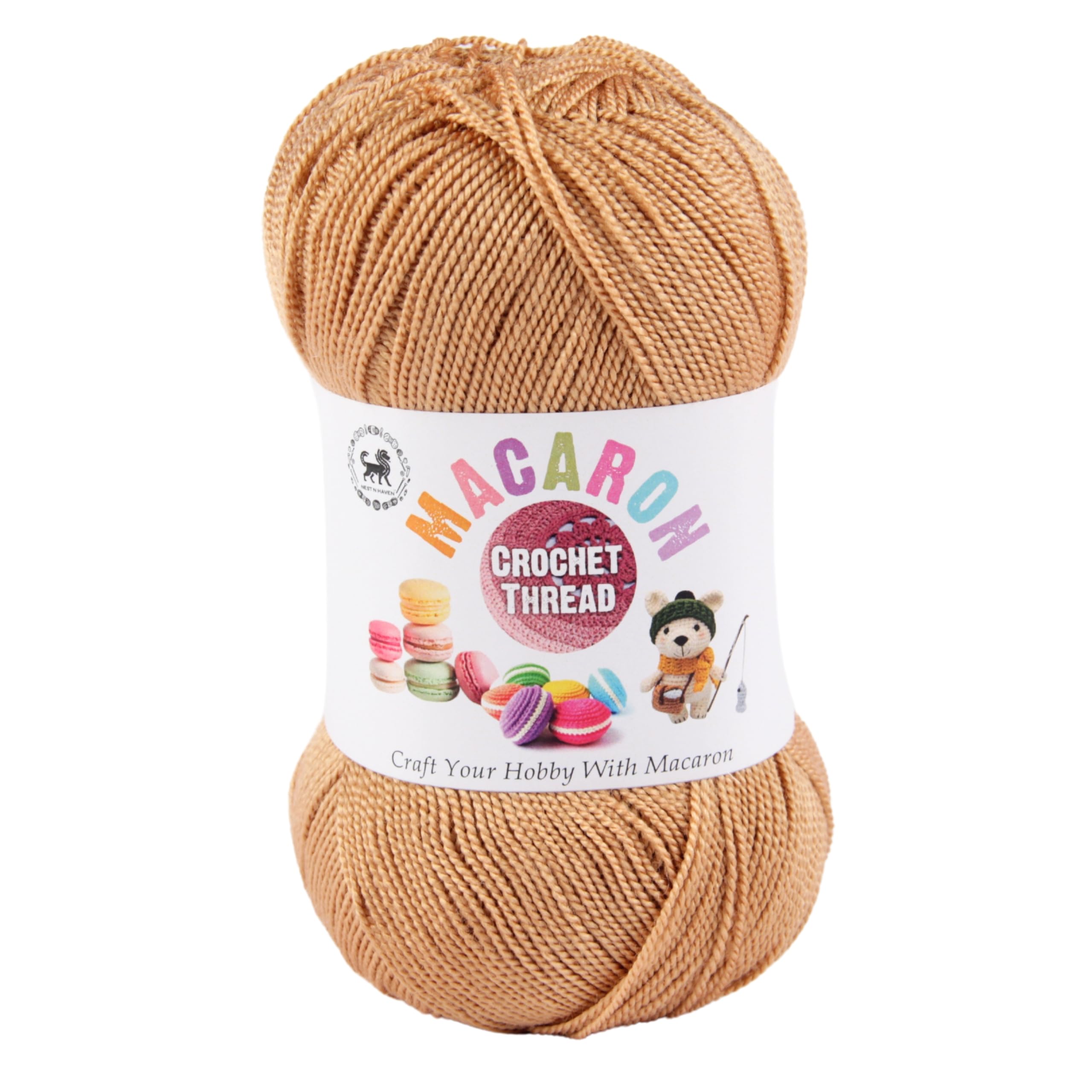 NESTNHAVEN Macaron Crochet Thread - (100g, 400m)- Luxury Thread for Amigurumi, Embroidery, Toys and Hobby Projects (Cramel Brown)