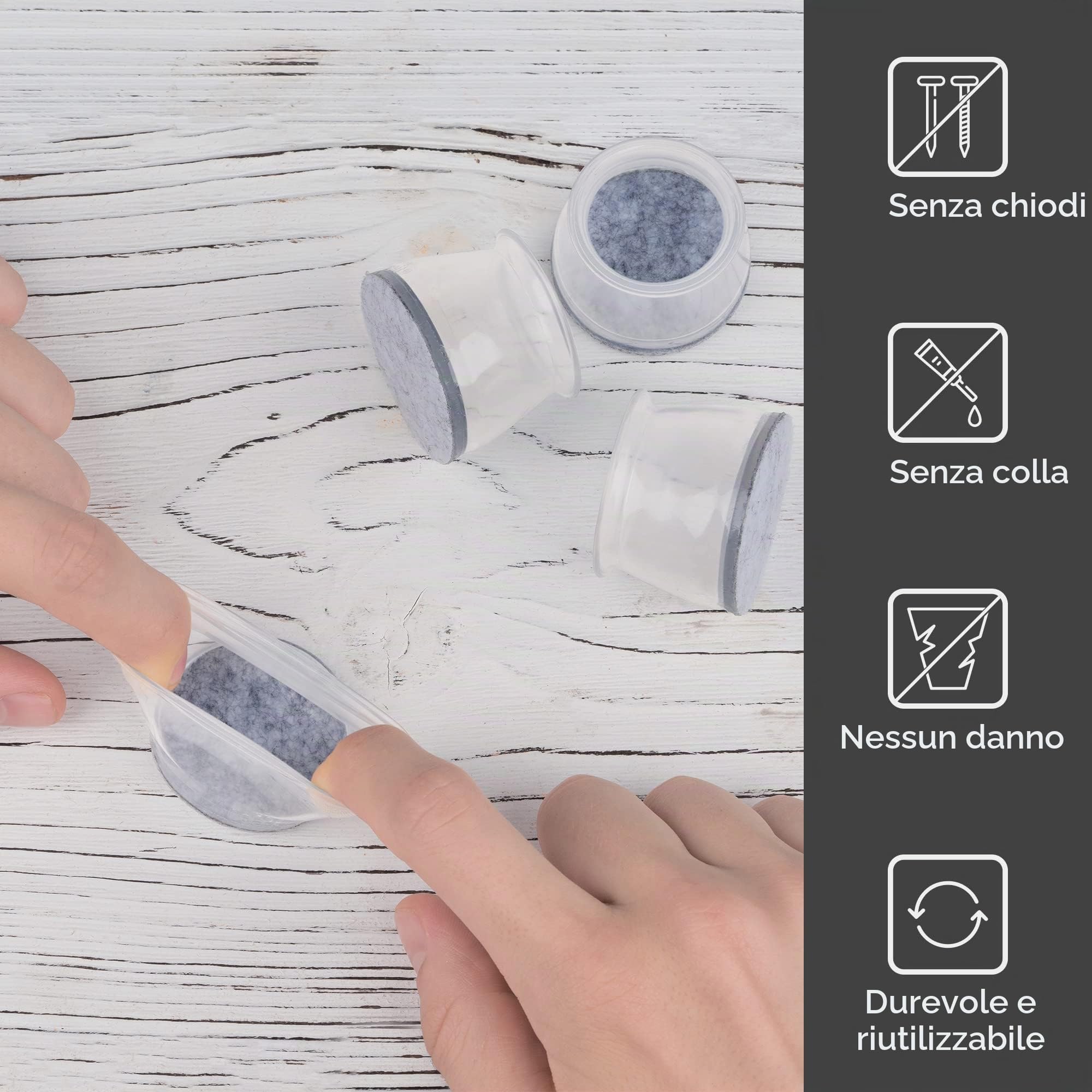 Aneaseit Protezioni per gambe della sedia, 3,8 cm x 16 pezzi, in morbido silicone, per piedini di mobili e pavimenti in legno, misura media
