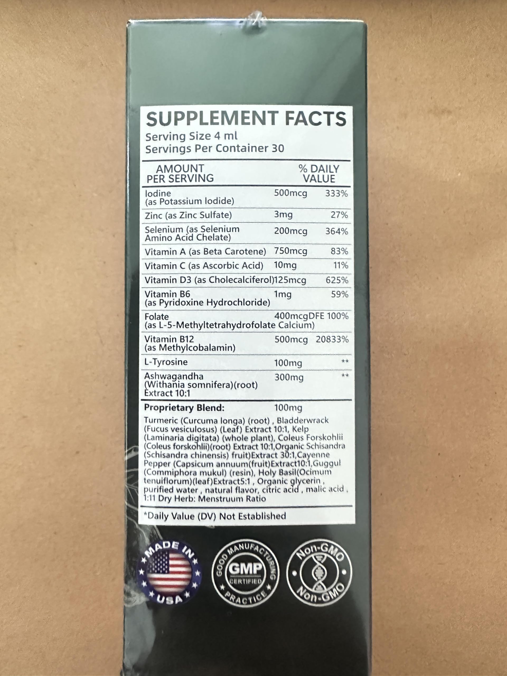 Thyroid Support Complex Liquid Drops for Women & Men - High Potency Iodine, Zinc, Selenium & Ashwagandha - 4 oz (120ml) — Amazon image 7