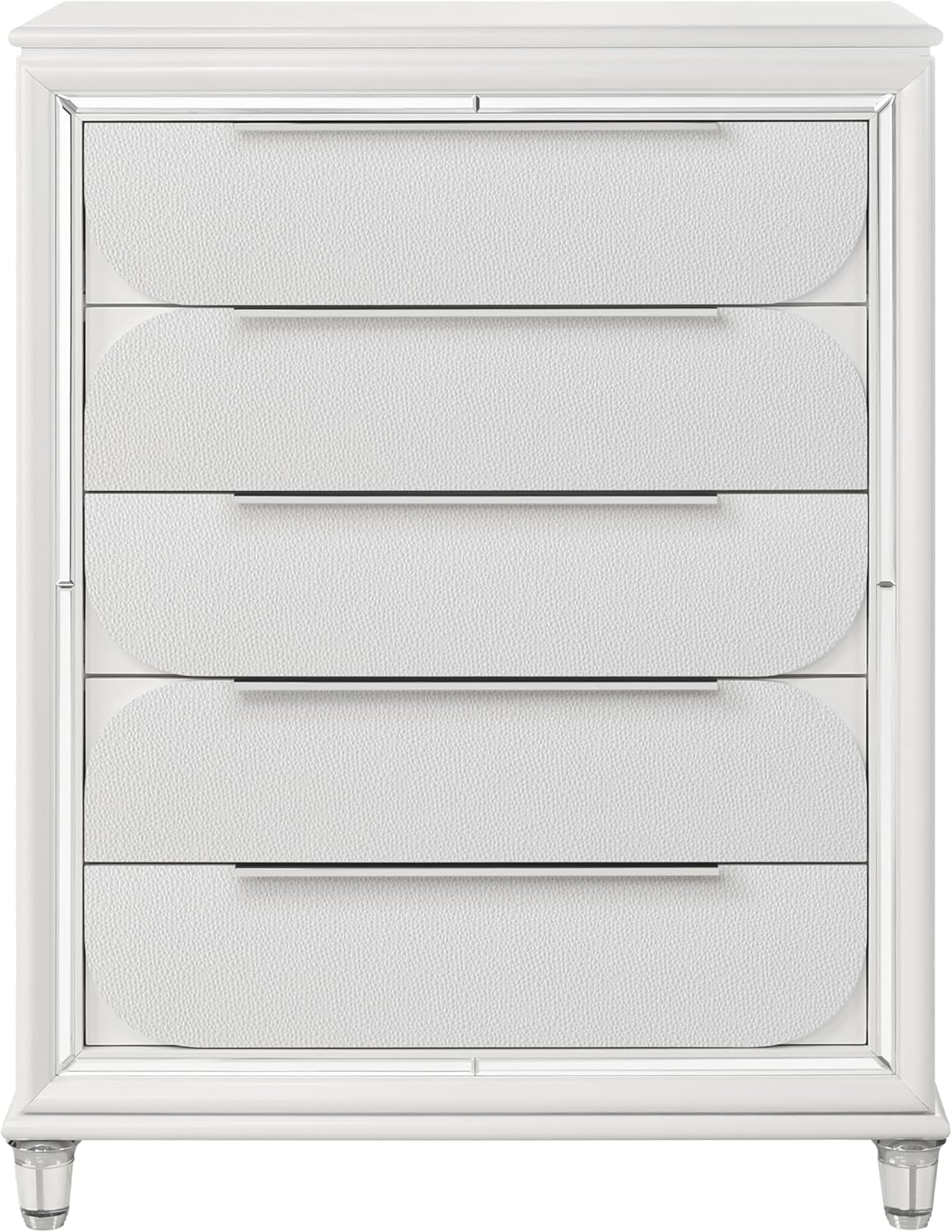 Acme Tarian Wooden Frame Rectangular 5 Drawers Chest in Pearl White