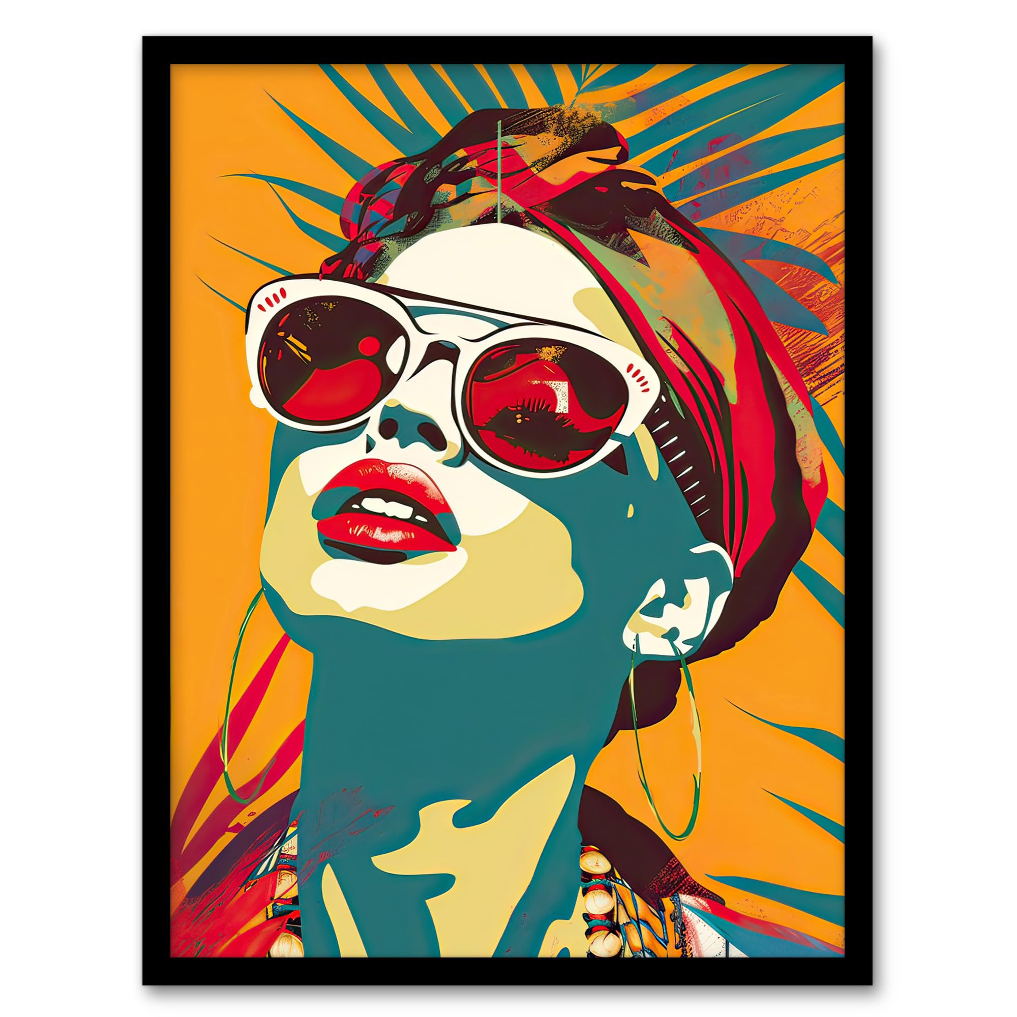 Artery8 Summer Holiday Travel Vibes Portrait Framed Art Print - Mustard - A4