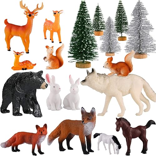 Skylety 18 figuras de animales del bosque de Navidad figuras de criaturas del bosque figuras realistas de plástico salvaje para Año Nuevo cumpleaños Skylety 18 figuras de animales del bosque de Navidad figuras de criaturas del bosque figuras realistas de plástico salvaje para Año Nuevo cumpleaños