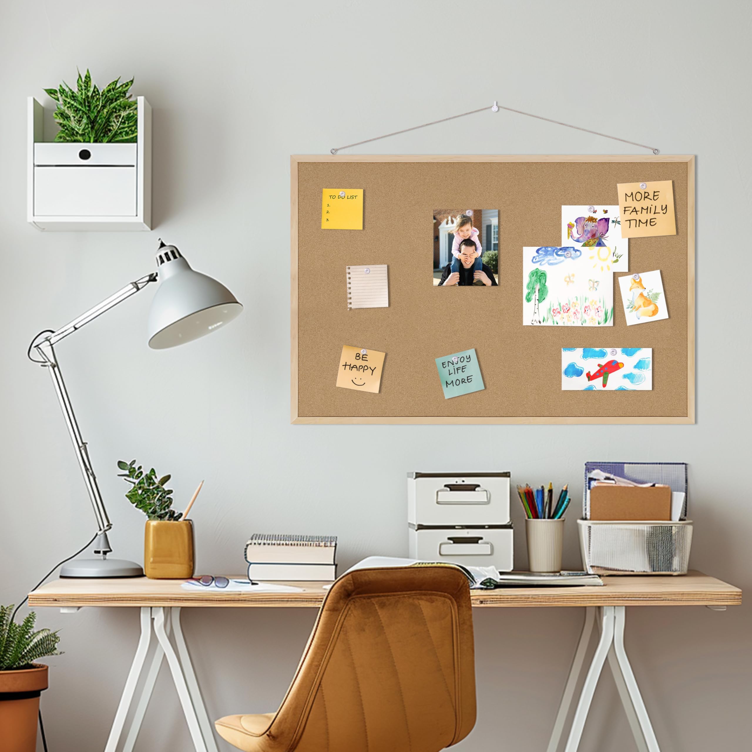 DAHAPYBOO Bacheca in sughero, 91 x 61 cm, bacheca in sughero per ufficio con perno, bacheca per messaggi o decorazione per lavagna visiva.