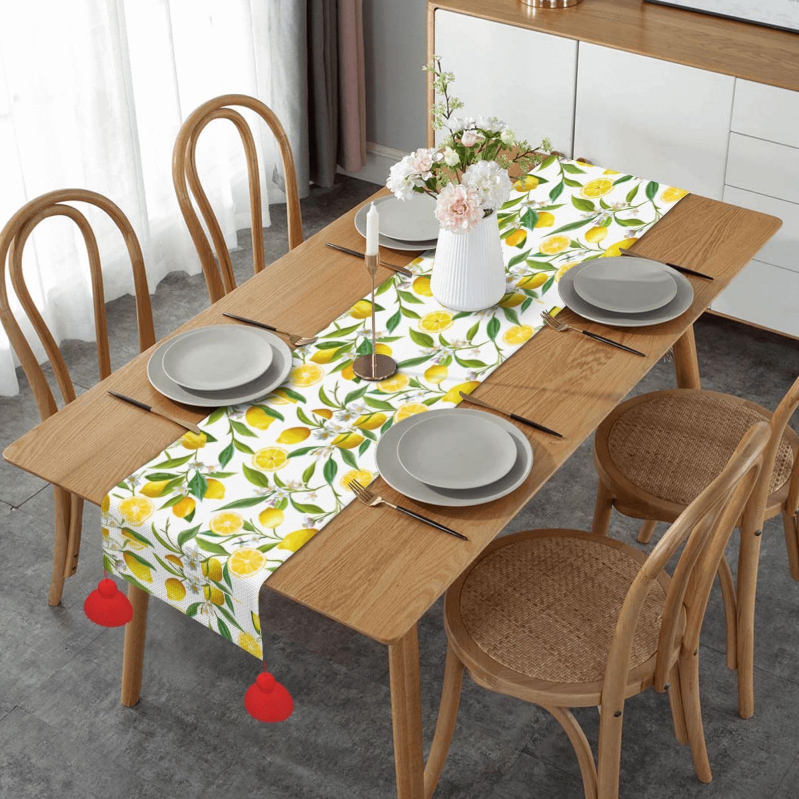 Chemin de table Noël citrons pour vos repas festifs et déjeuners en terrasse d'été