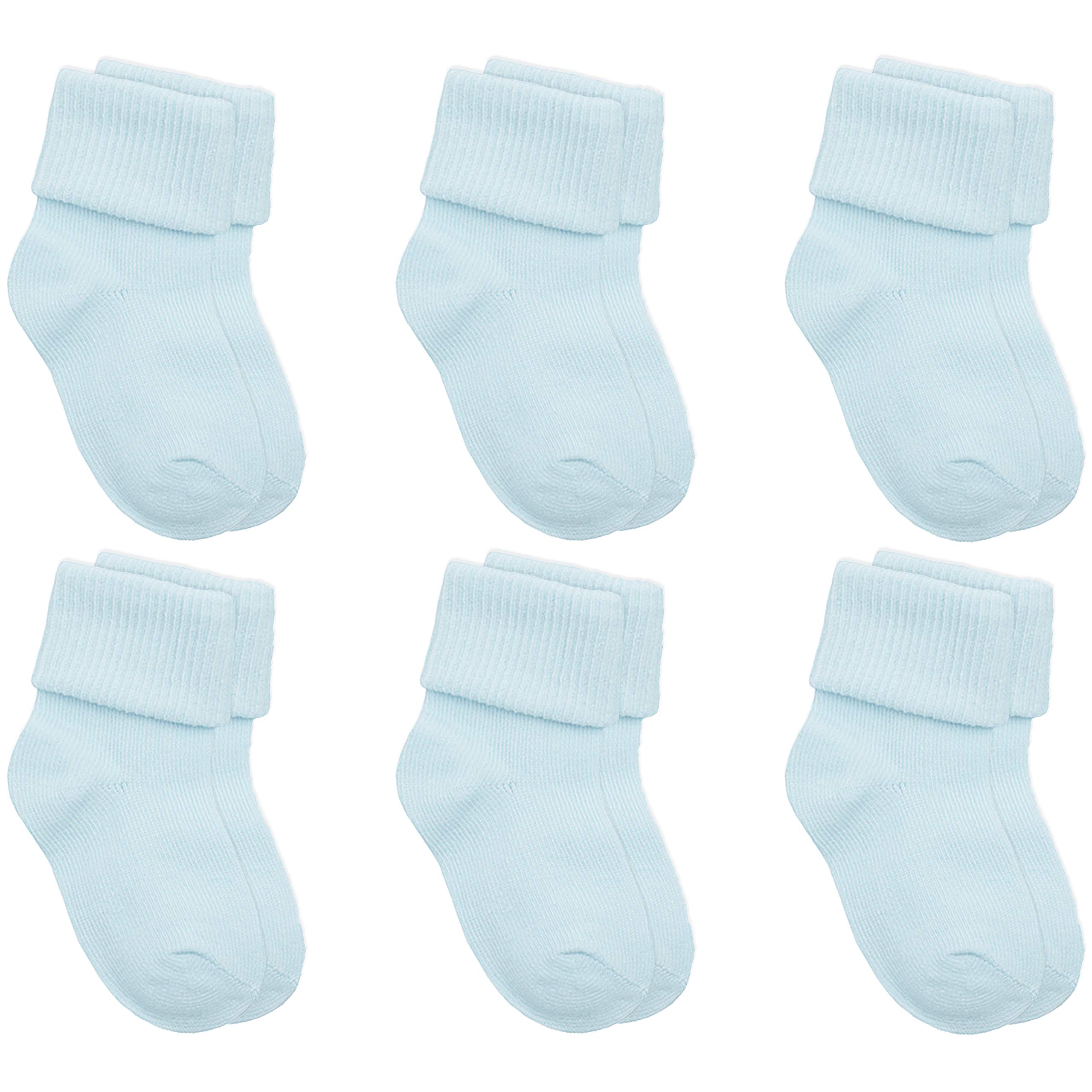 Tick Tock Baby Boys Turn Over Top TOT Socks 3 Pairs Plain Cotton Rich Blue 3-5.5