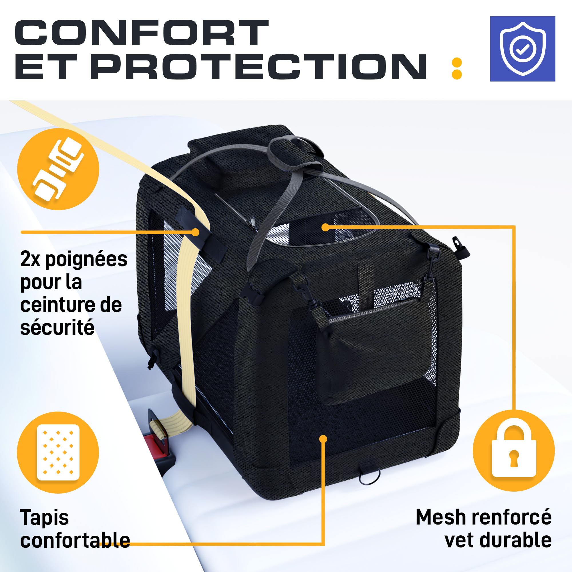 PETPROVED Caisse de voyage pour chien - Cage de transport pour chiens de grande taille - Caisse pliable pour voitures