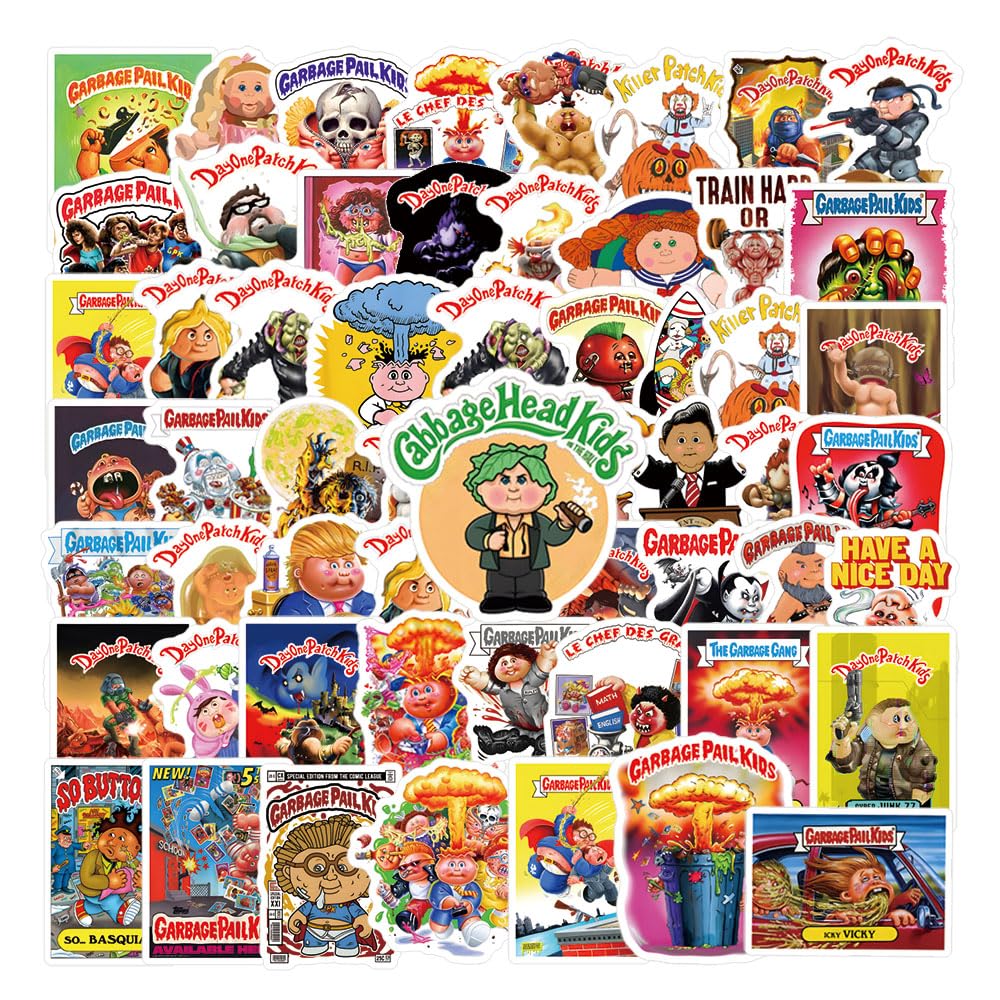 58pcs Garbage Pail Kids Stickers，Cartoon Movie Stickers, Used for Water Bottles, Skateboards, laptops, Diaries, Phones, Scrapbooks, Bumper,