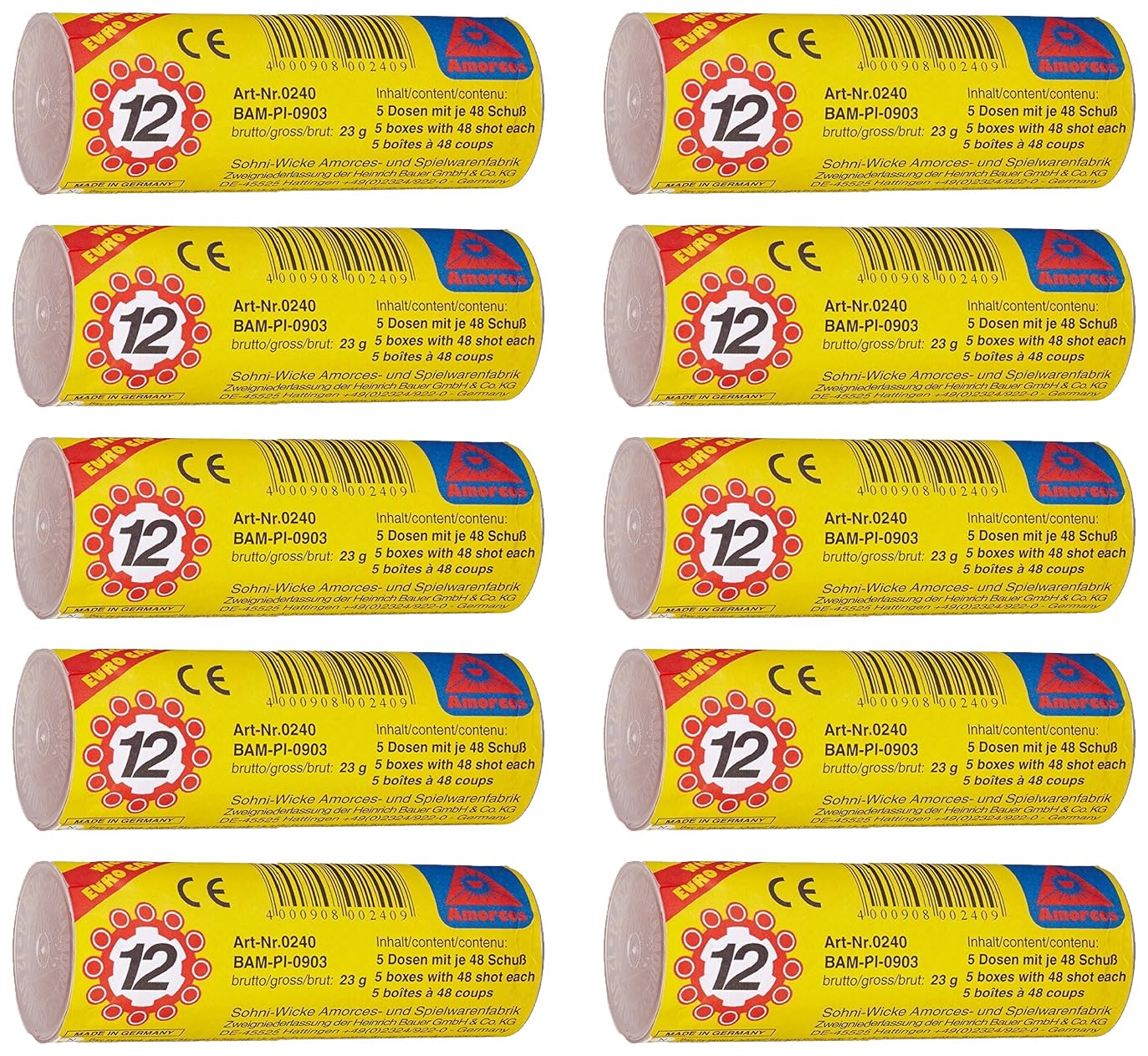 Amorces 12er Ring 2400 Schuß Munition Pistole Cowboy Party Karneval