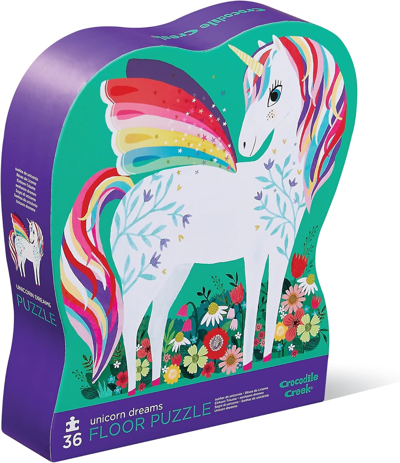 Crocodile Creek 36-Piece Jigsaw Floor Puzzle - Fun Floor Puzzles for Kids Ages 3-5 - Heavy-Duty Shaped Box for Storage - Garden Friends - 27" W x 20" H Finished