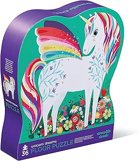 Crocodile Creek 36-Piece Jigsaw Floor Puzzle - Fun Floor Puzzles for Kids Ages 3-5 - Heavy-Duty Shaped Box for Storage - Unicorn Dreams - 24" W x 18" H Finished