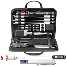 27 Pcs Grill Set for Outdoor Grill &ndash; Durable Stainless Steel Barbecue Tool Sets with Case, Thermometer &amp; Mitt &ndash; Birthday Ideas for Men, Grill Accessories for Backyard BBQ &amp; Cooking
