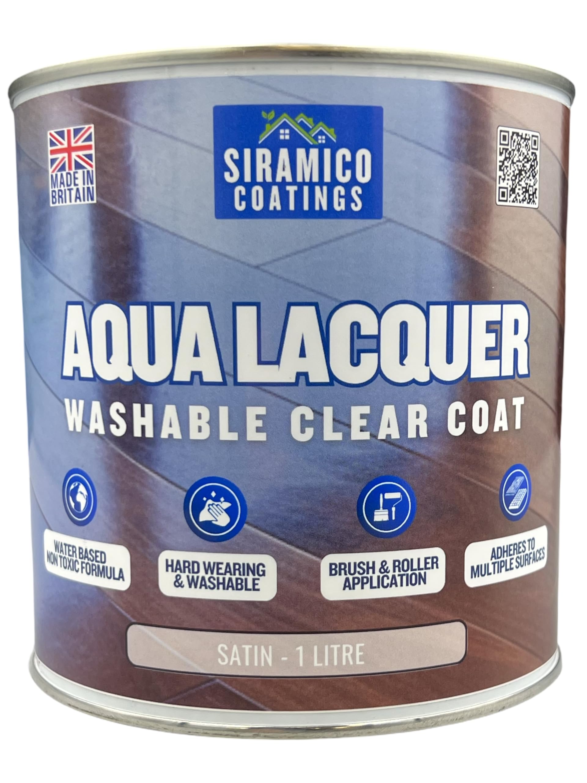 Clear Lacquer Top Coat | 1 Litre - Satin Finish | UV Durable Multi-Surface Paint | Interior & Exterior Protection | Low Odour, Low Toxicity, Water-Based