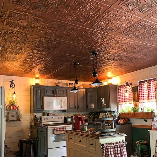 Miniatura 3 de A La Maison Ceilings R14 - Azulejos de techo de espuma prepintados victorianos (21.6 pies cuadradosestuche), paquete de 8, color blanco dorado lavado