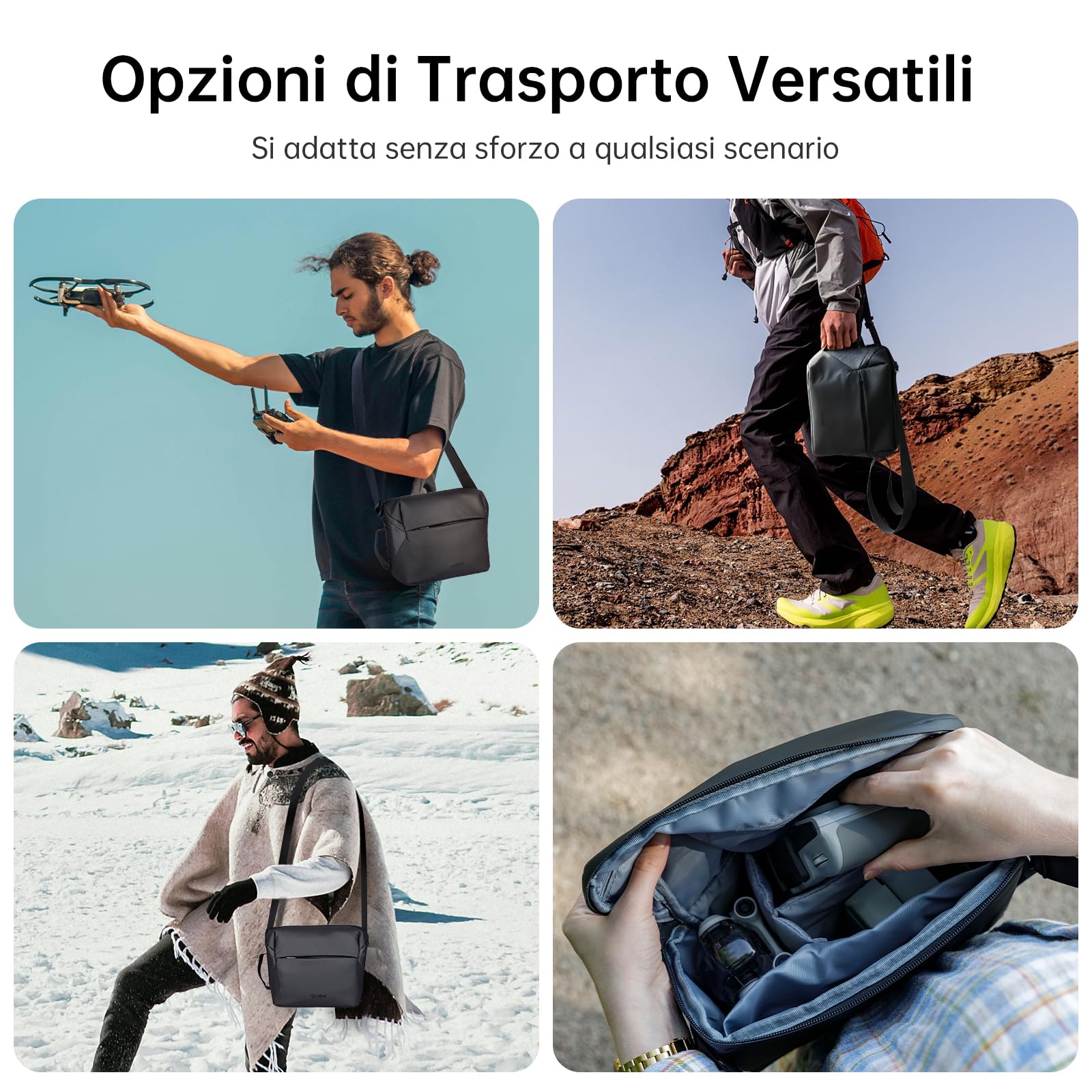 Borsa a Tracolla, Rollei Fotoliner Drone Bag Borsa da Viaggio Portatile per Drone Borse a Spalla Singola per Droni DJI Flip/DJI Mini 3(Pro)/4(Pro)/4K/SE Series e Accessori Nero Borsa-Drone-Borse-Droni
