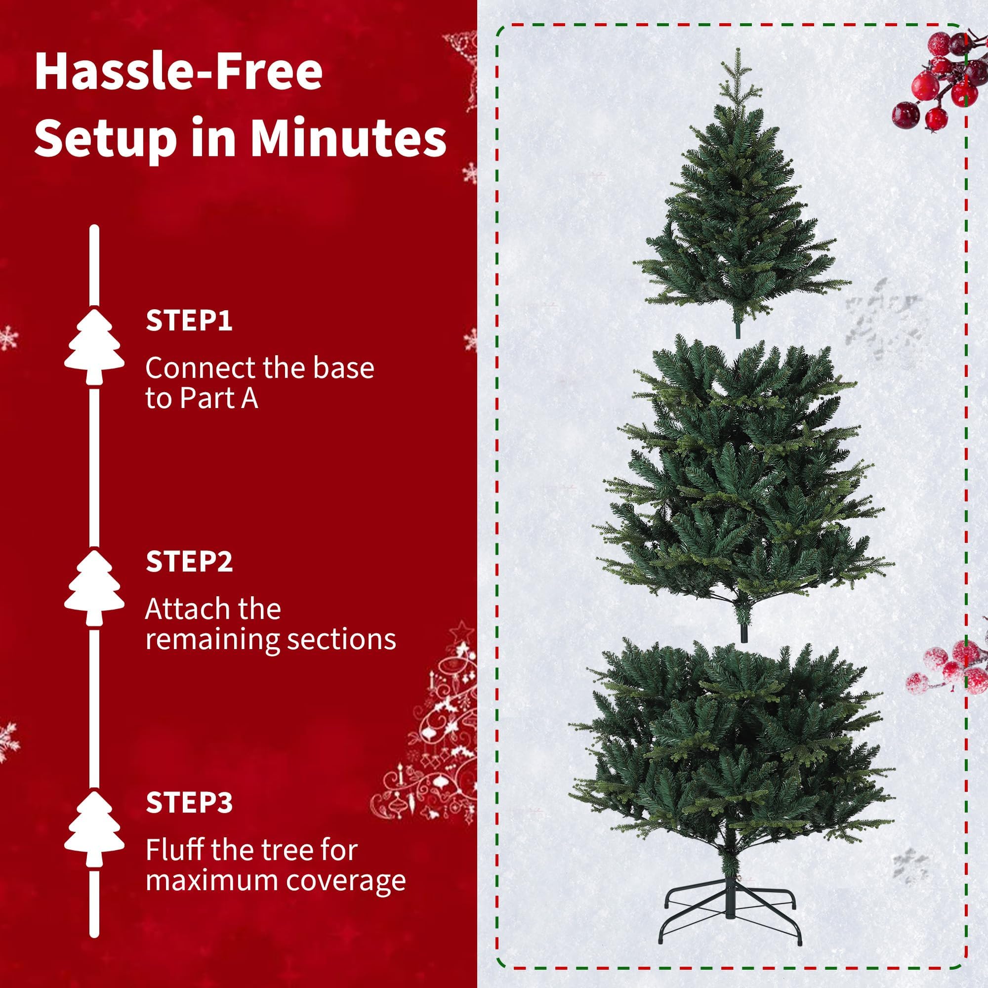 Zstar hochwertig künstlicher Weihnachtsbaum – 150 cm Nordfichte, dicht, aus PE/PVC, innovatives Schirmsystem, langlebig & nadelfrei, perfekte Dekoration – 5FT (Europe)