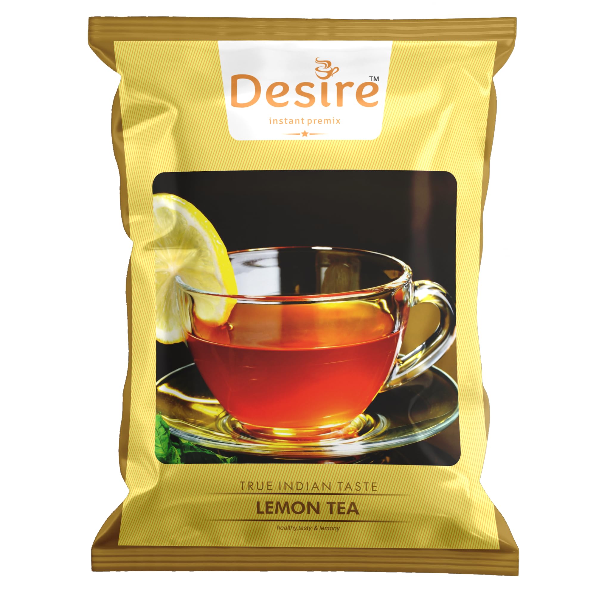 Desire Instant Premix Lemon Tea Powder | Refreshing Ice Tea Premix Powder | Black Tea Premix | Ready to Drink Chai | Just Add Hot Water | Suitable for Manual & Vending Machine Use - 500gm Serves 40 Cups