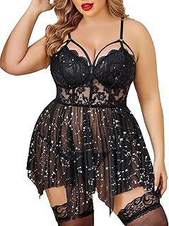 Avidlove Plus Size Lingerie Mesh Lace Lingerie Top Babydoll Lingerie Exotic Nightgowns