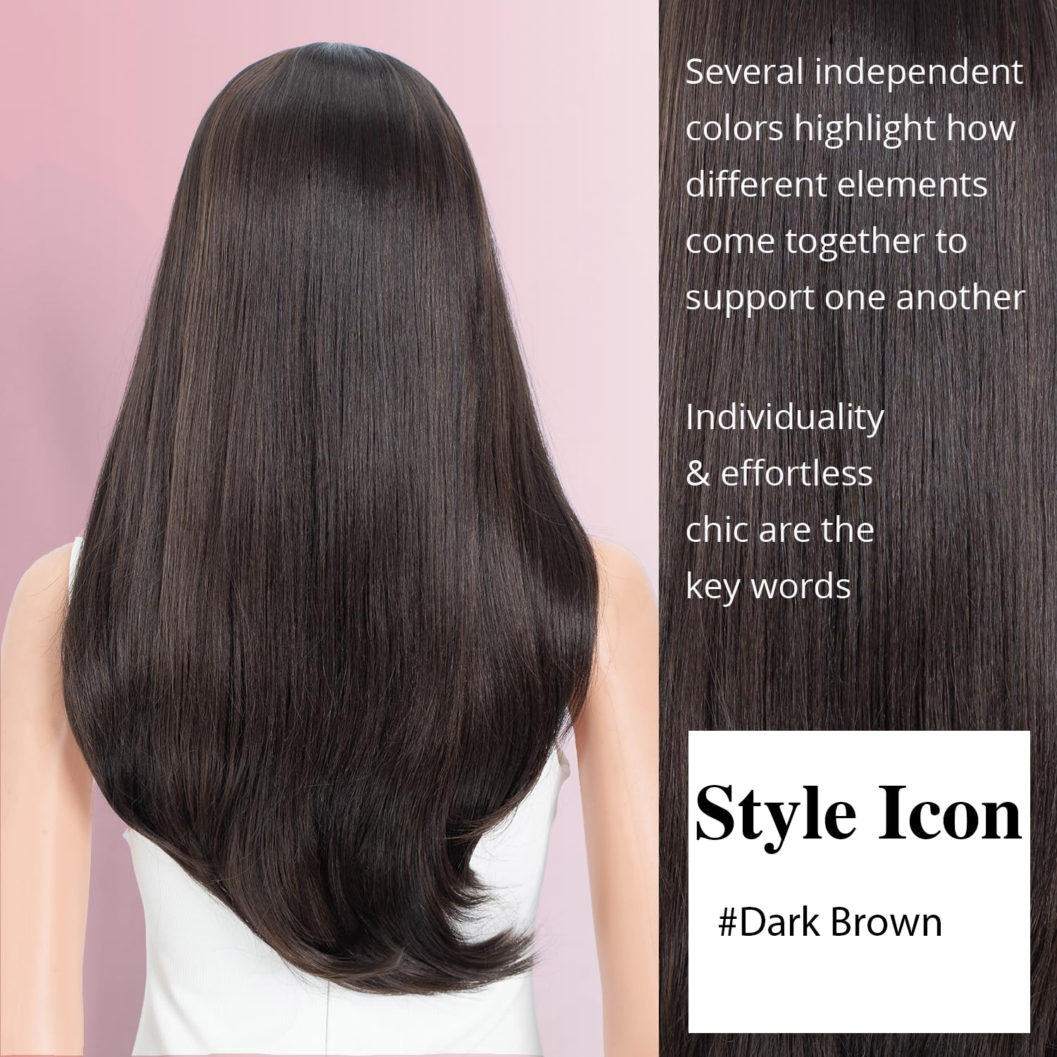 Style Icon Long Layered Wig Straight Synthetic Lace Front Wig 24 inch Middle Part Lace for Women 13x5x1 T Part Heat Resistant Fiber for Daily Party (F5/6A)