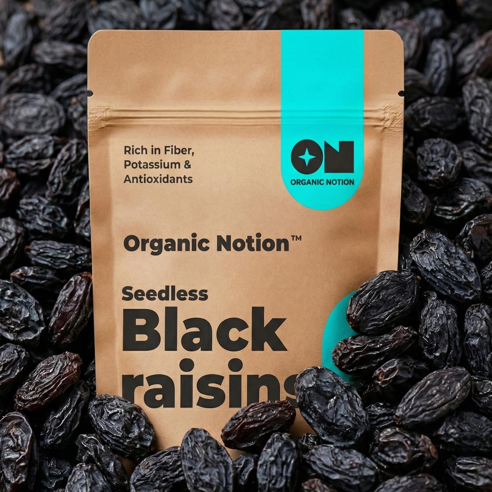 Organic Notion Premium Afghani Seedless Black Raisins, Kishmish, Rich in Iron, Fibre, Potassium, Boosts Immunity, Healthy Snacks (400g)-image-16