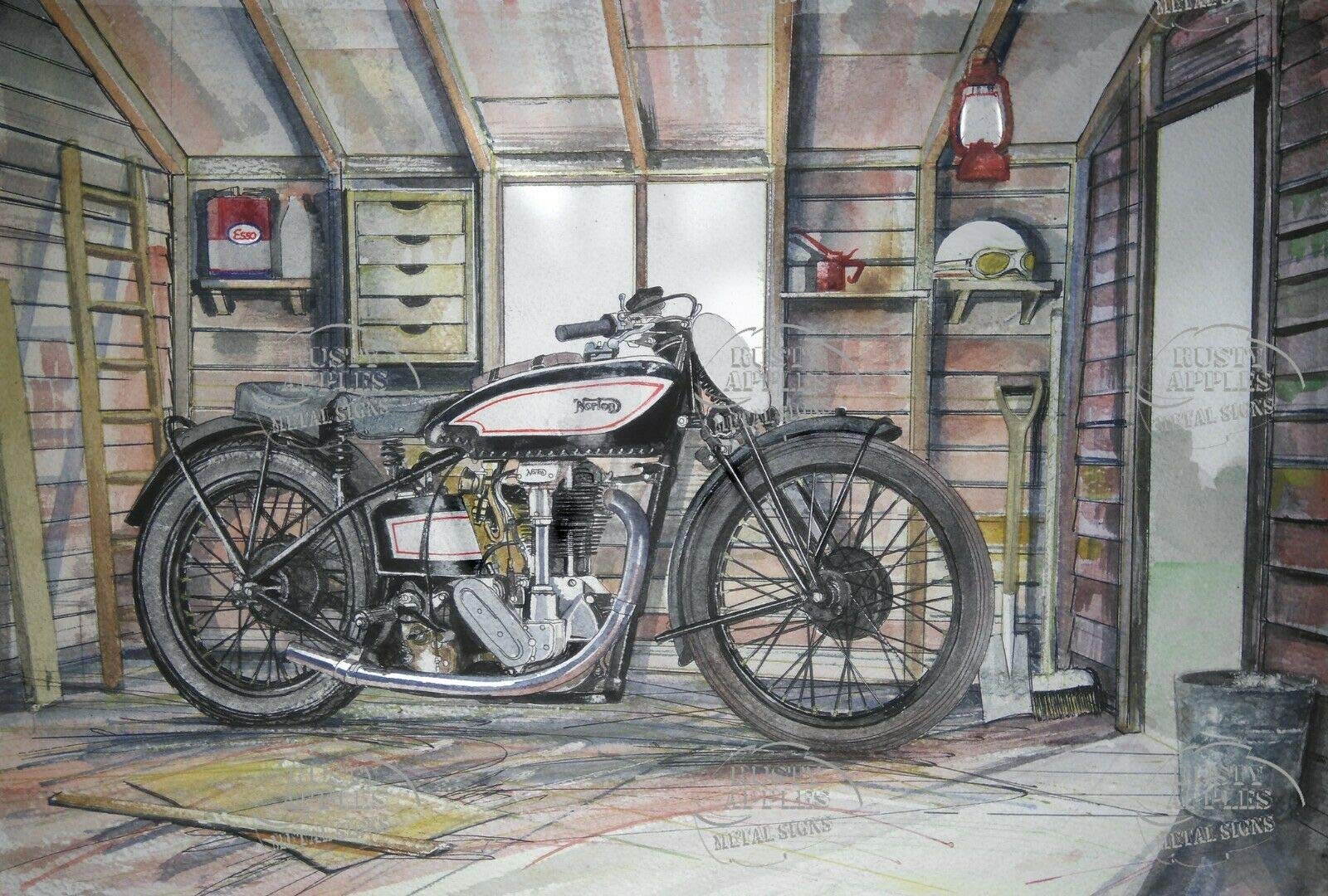 The Rusty Apples Metal Sign Co Golden 1932 International Norton– The Era Of The – Great British Motorcycle – Metal Sign – 3 Sizes To Choose – Home Decor – Unique Gift (16” X 12” 400 X 300 Mm)