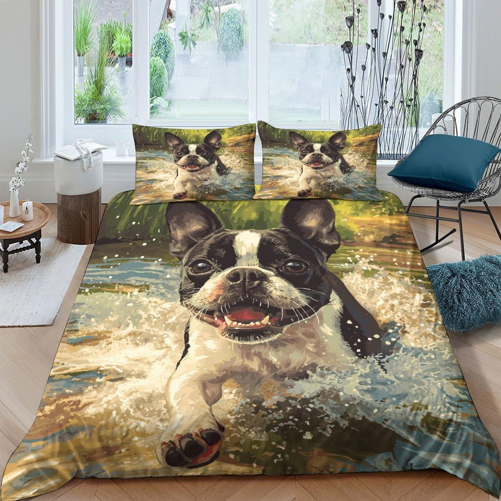Ctjqhvkz Style-3 3D Printed Playful Dog Fitted Sheet Microfiber Soft Bedroom Decor Splashing Water Mattress Cover For Adults Teens Single（135X200cm）