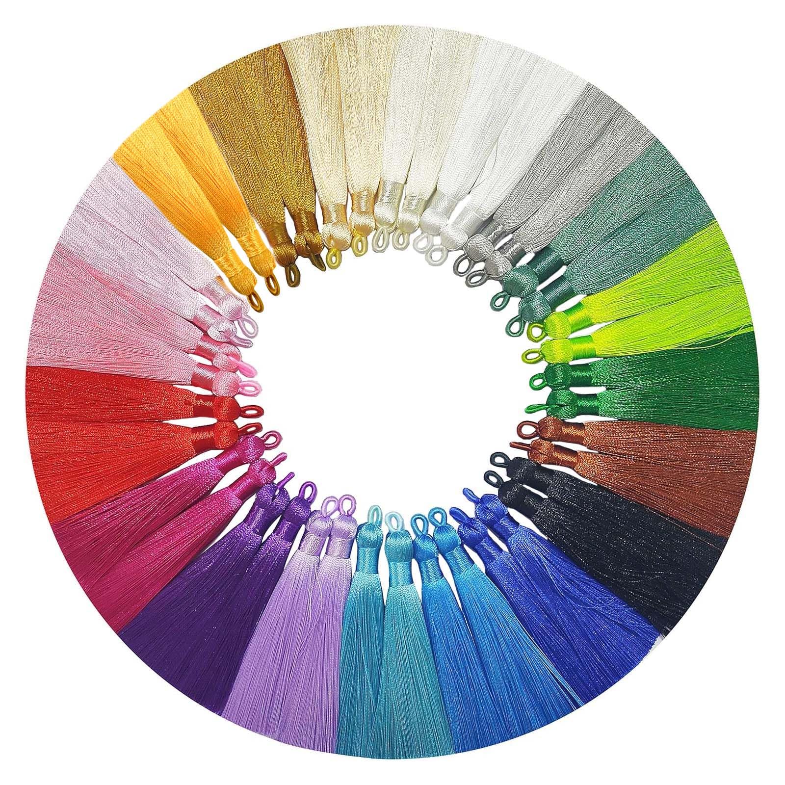 tassels for jewelry making3553939 multi-color handmade imitation silk tassels with hanging loop for bookmark bracelets earrings acrylic key chain and diy craft 40 mixed color