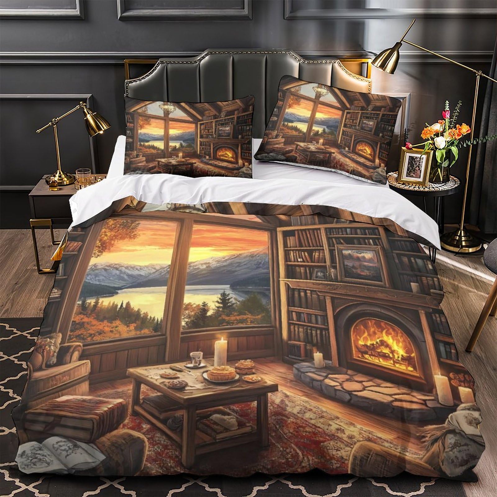 Housse de couette cowgirl à cheval parure de lit western double 200x200