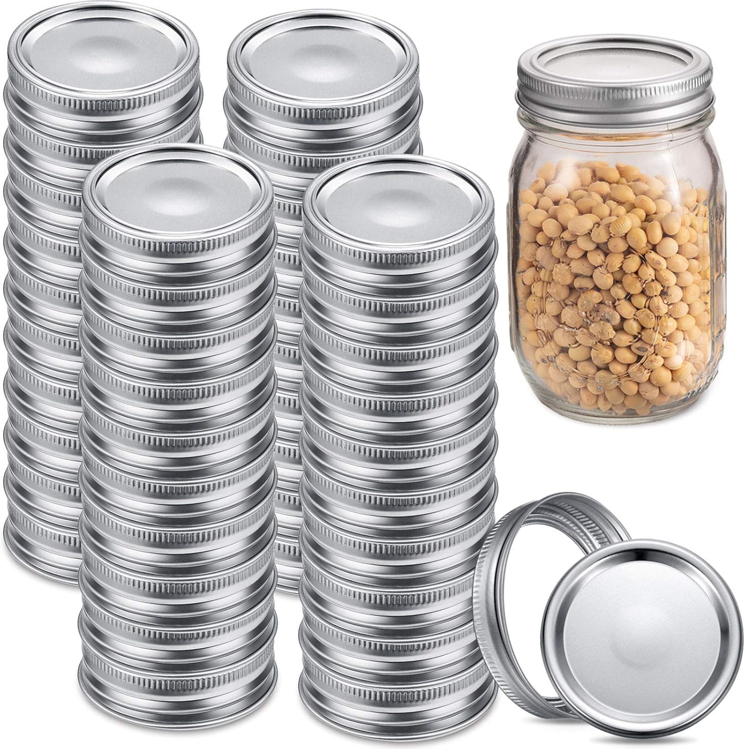 80 Pieces Mason Canning Jar Lids and Bands Regular Mouth