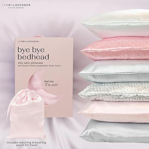 Miniatura 7 de Lemon Lavender Funda de almohada de satén sedoso de lujo para piel y cabello de 22 x 40 pulgadas eleva tu rutina de sueño y cuidado del cabello -