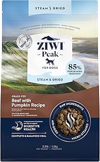 ZIWI Peak Steam & Dried Dog Food - Grass-fed Beef w/Pumpkin - High Protein, Low Carb, All Breeds & Lifestages, for Digestive Health (52.8oz)