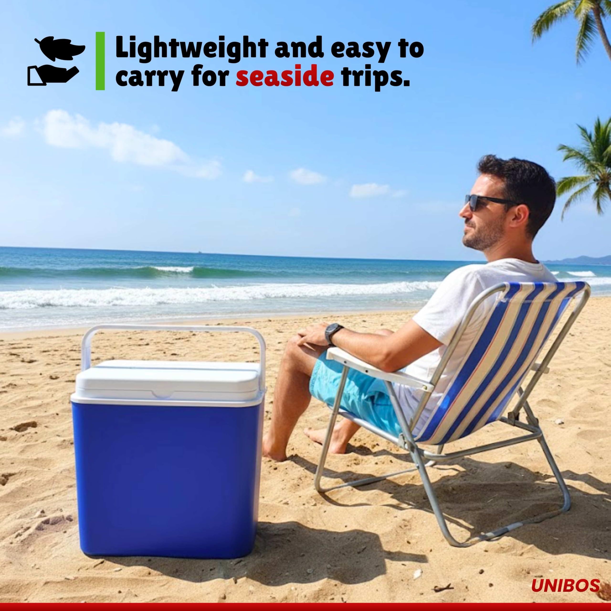 Unibos | Cool Box – Compact Insulated Ice Cooler Box for Hot or Cold Food and Drinks – Portable Ice Cooler for Camping, Picnics, Festivals, Travel, Beach, BBQs & Outdoor Adventures — view 6