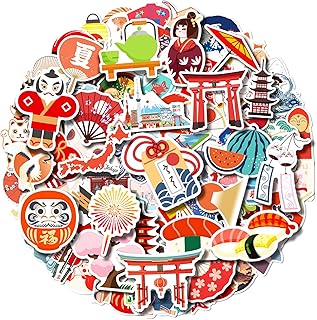 100 Pack Japan Japanese Stickers, Japan Japanese Party Favors, Birthday Decorations