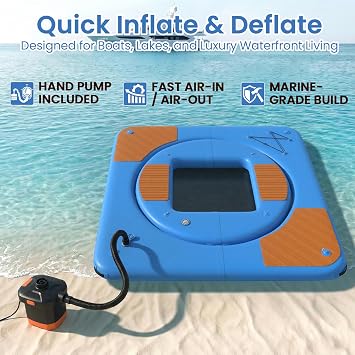 Inflatable Floating Dock Series Inflatable Dock Floating Platform Lake Floats for Adults Floating Island for Lake Mesh Swim Net EVA Non Slip Deck Dock Floats Boat Swim Platform