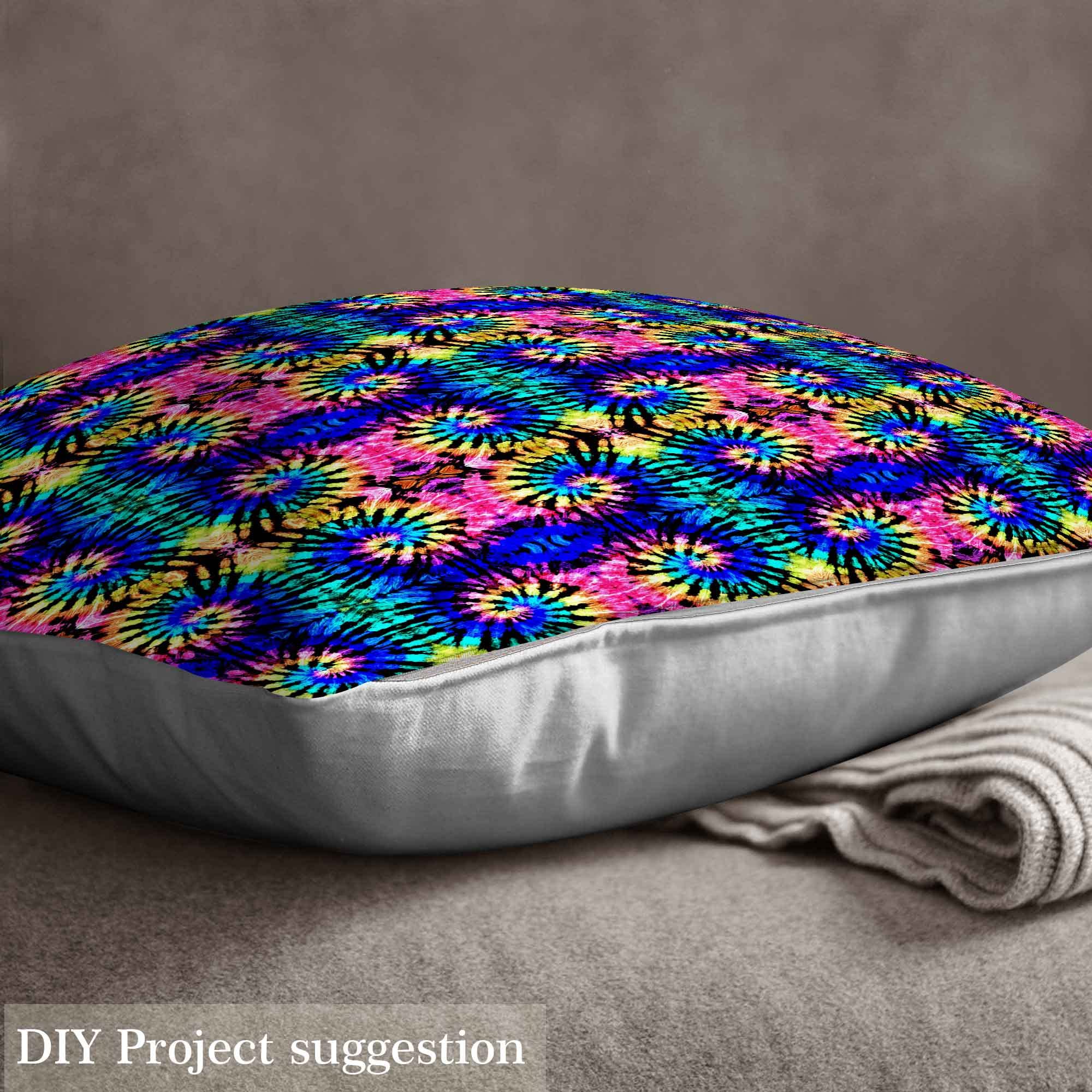 Tie Dye Upholstery Fabric for Chairs,Colorful Boho Trippy Swirl Outdoor Fabric by The Yard,Rainbow Hippie Bohemian Gypsy Fabric for Upholstery and Home DIY Projects,1 Yard,(L92*W150cm) Black Blue - Image 3