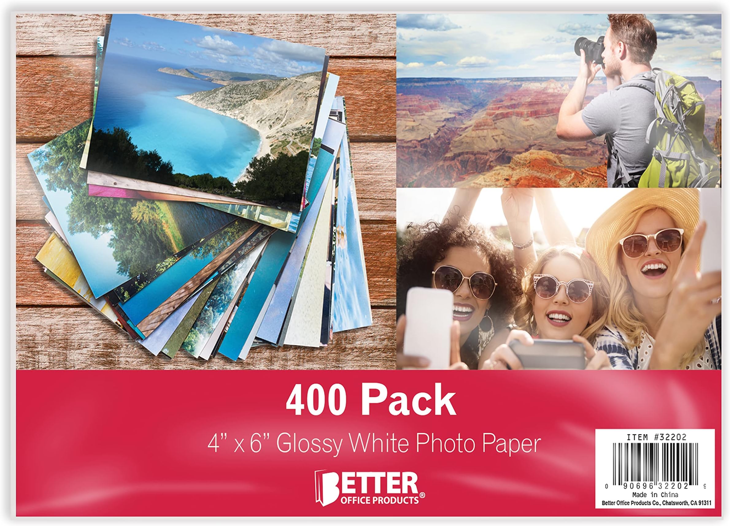 Better Office Products Premium Glossy Photo Paper, 4 x 6 inch, 400 Sheets, 200 gsm, 4 x 6, 400-Count Pack