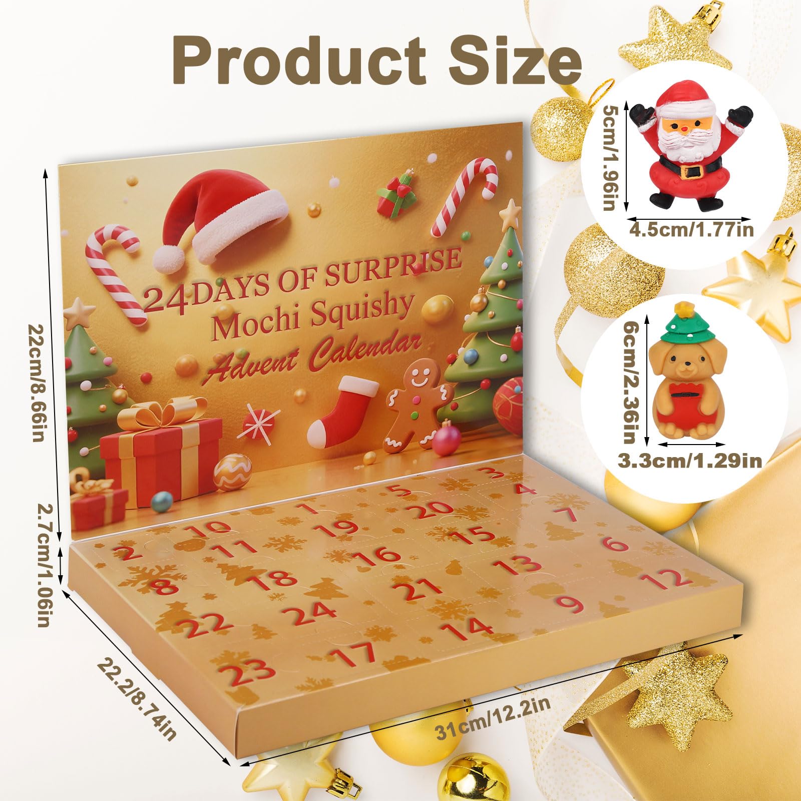 Adventskalender 2025 Mit 24 Mochi Squishy Figuren - Leuchtende Anti-Stress Spielzeuge Für Kinder