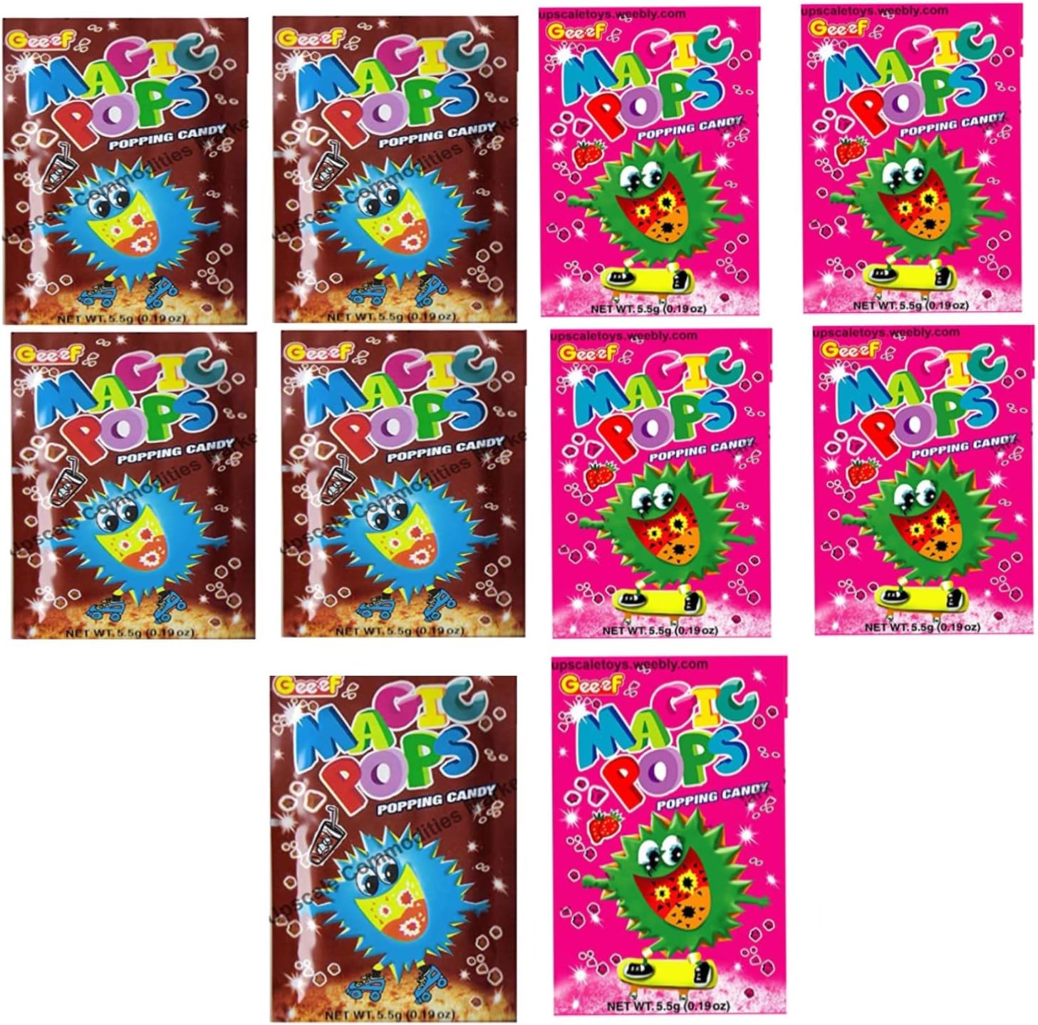 SHREE KARNI TRADERS Magic Pops Popping Strawberry + Cola Flavour Candy Pack Of 10 Pouch, 5.5 Gram