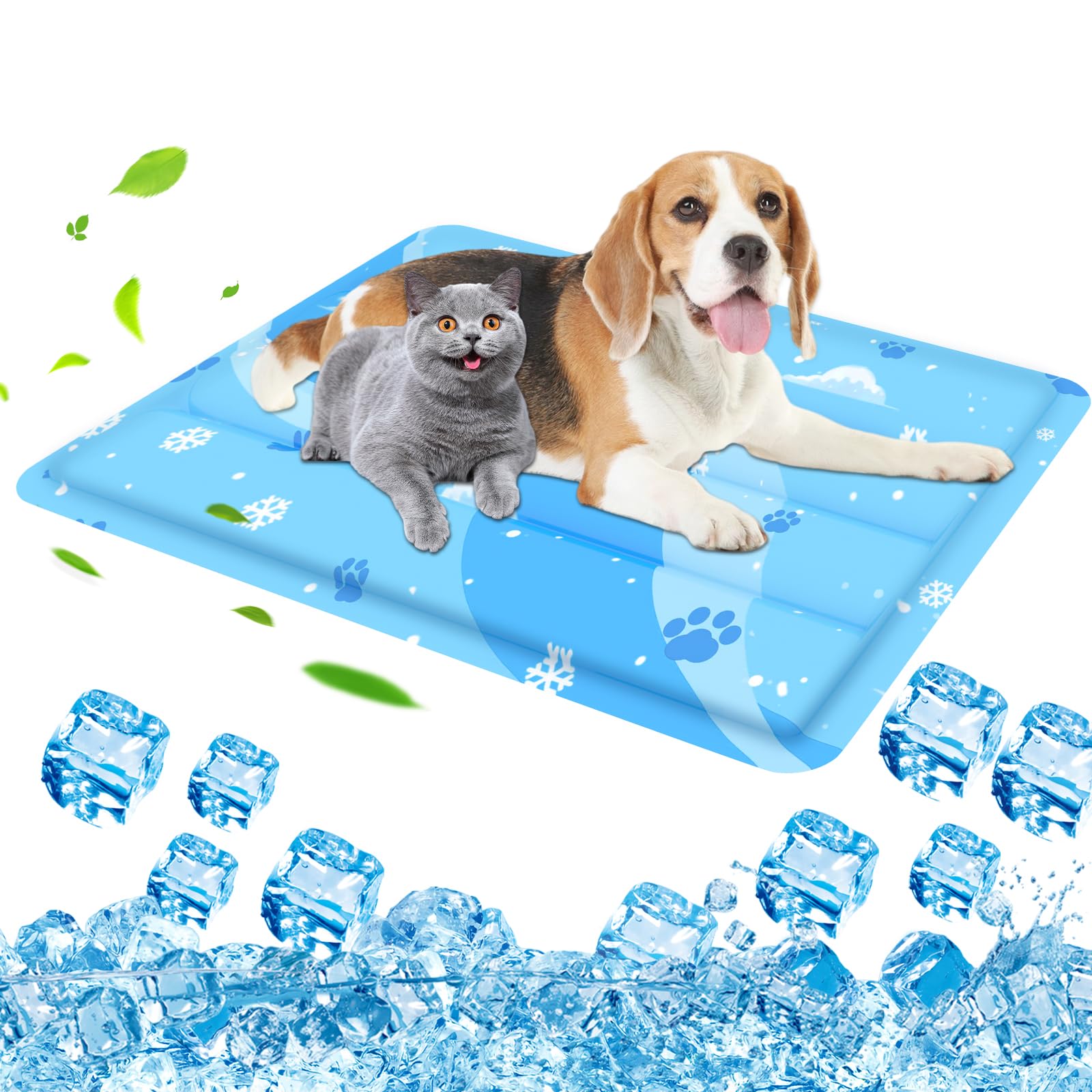 Aisuowa Alfombra Refrigerante para Perros y Gatos, Tamaño Grande Manta refrescante, Cama de Gel No Tóxico, Almohadilla Ideal para Verano (50 * 65)