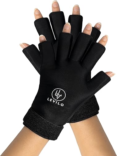 Miniatura 1 de Paquete de 2 guantes de compresión para la artritis de los dedos, guantes de hielo para aliviar el dolor, túnel carpiano, dolor en las