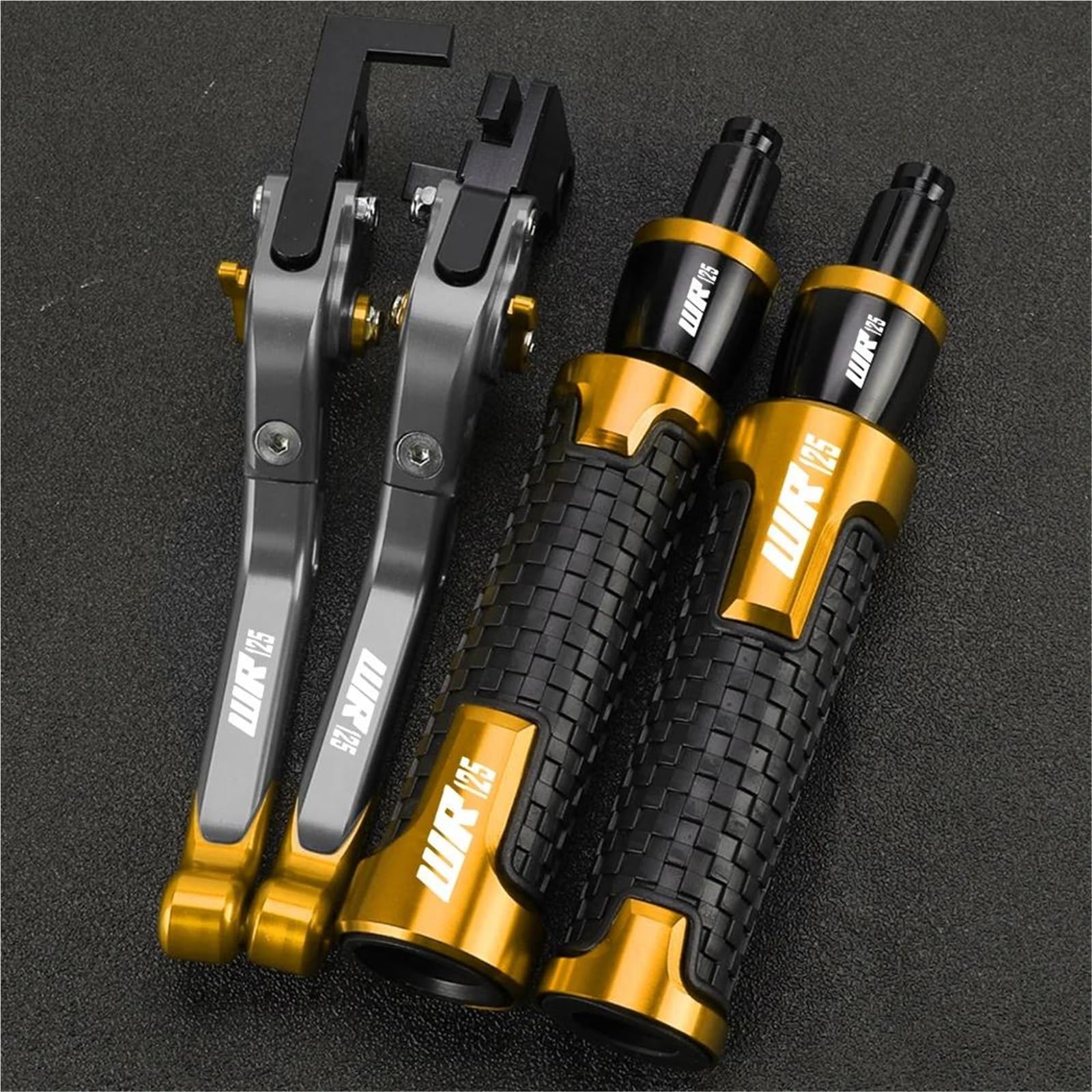 VQLDPX Handlebar Levers Motorcycle Brake Clutch Lever Handlebar Grips for WR125 WR125X WR125R 2012-2016 with Handle Bar End Extension Kit Motorbike Clutch Grips Brake Lever