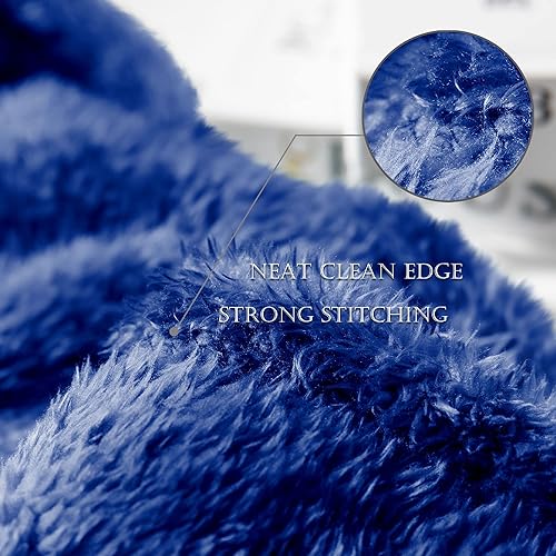 Miniatura 5 de Exclusivo Mezcla - Manta vellón mullido, tamaño queen, se puede usar como colcha, funda de cama, sábana, es ligera, suave, acogedora y cálida (azul