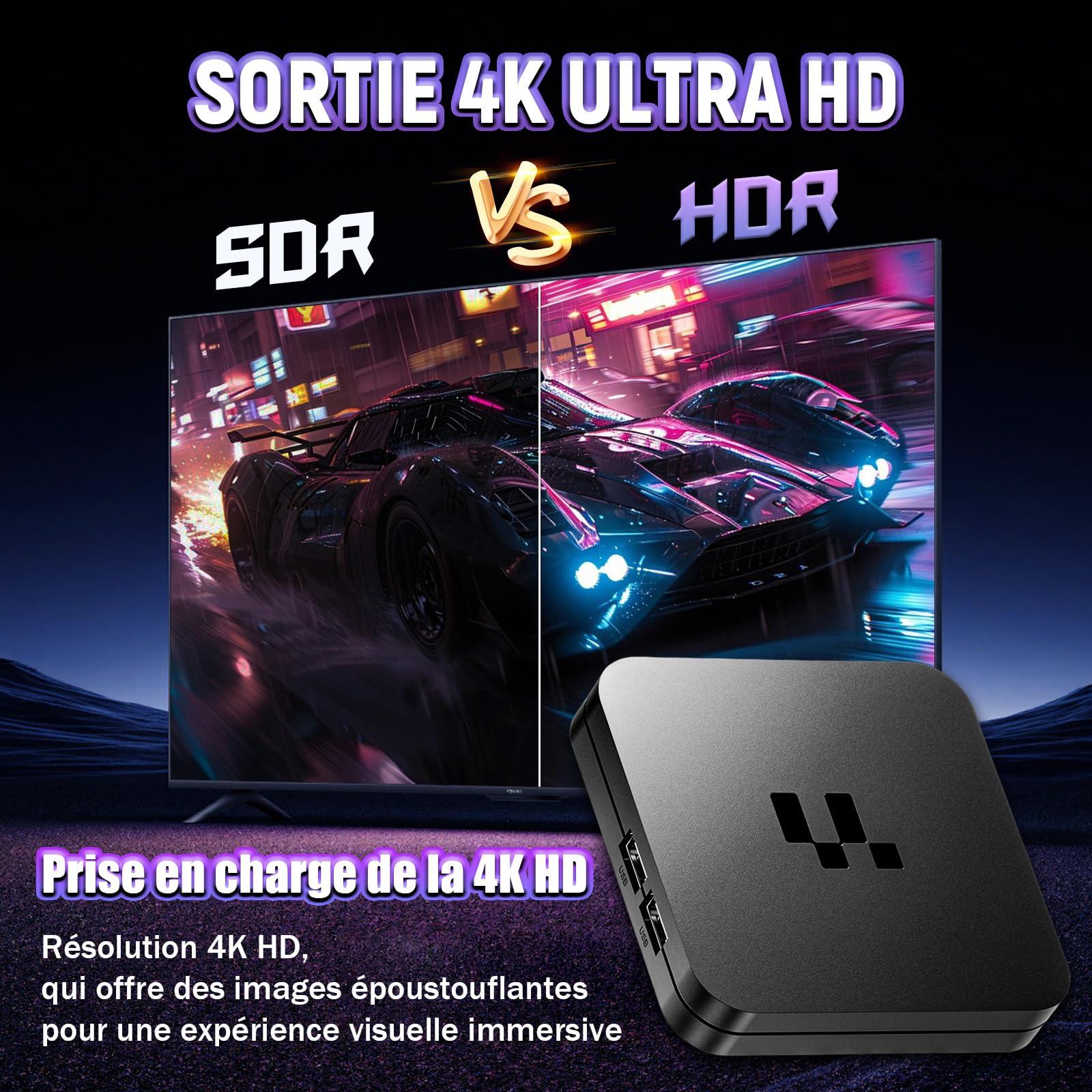 2026 Y1 Android 16.0 Boîtier TV, Smart Box 4K HD pour Téléviseur avec WiFi 2,4GHz + 5GHz, Appareil TV Boîtier Chaîne Internet, Puce S905, USB 2.0, Compact et Puissant (Télécommande Vocale Bluetooth)