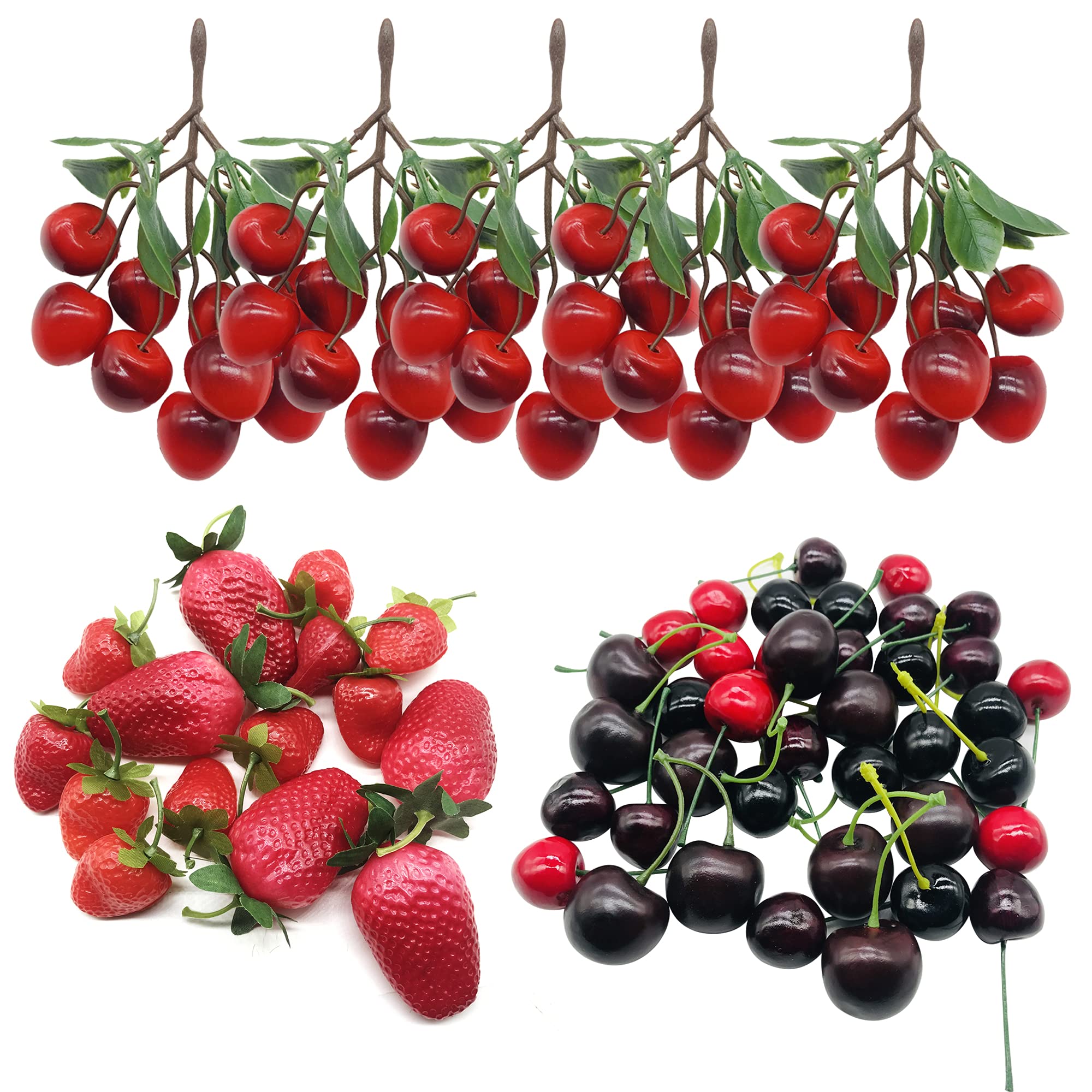 Happyyami Lot De 6 Fraises Réalistes Pour Décoration D'intérieur, Accessoires De Photographie Légers Et Longs