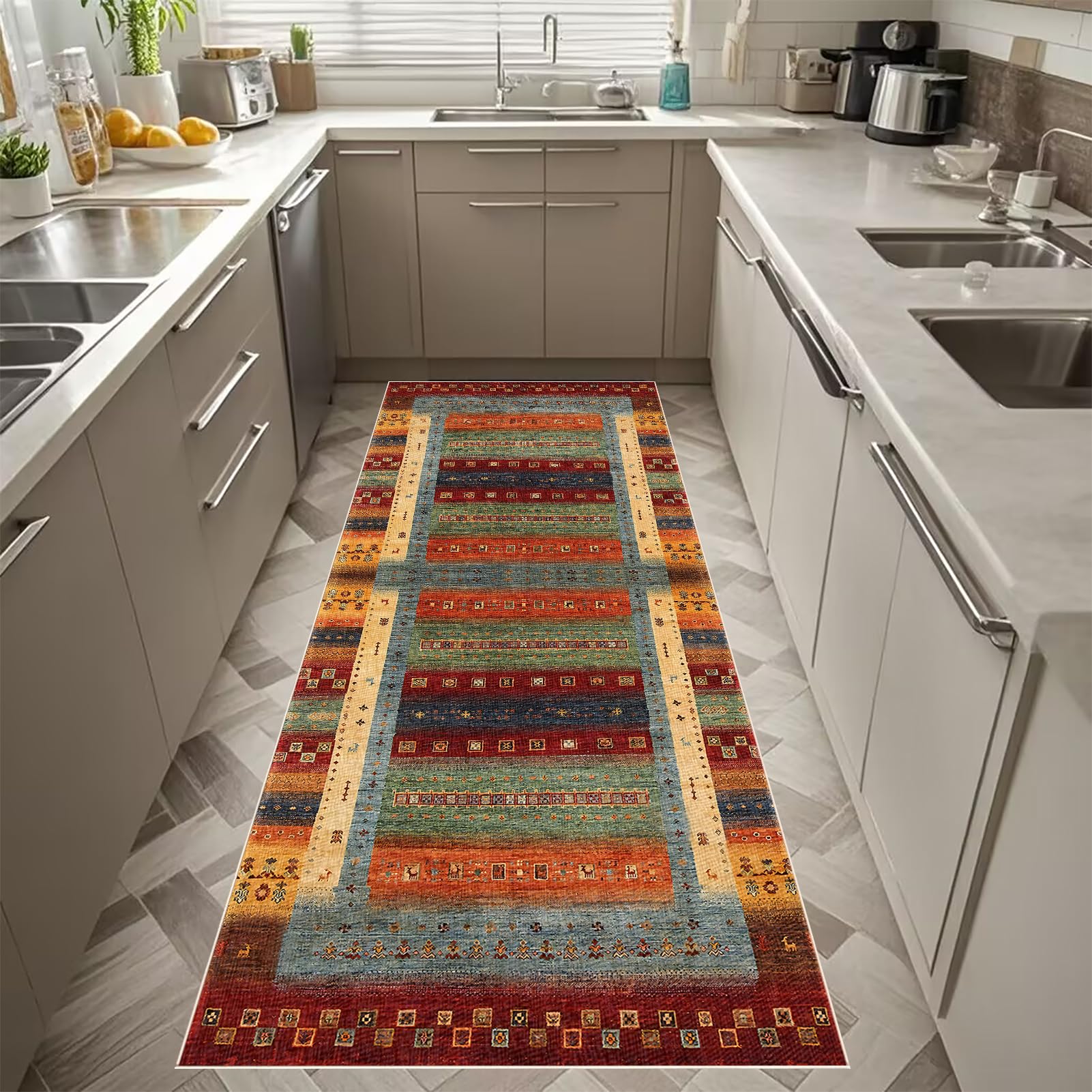 Dywan do korytarza, długi dywan do korytarza 50 x 120 cm, antypoślizgowy, wąski dywan do korytarza, dywan do wejścia, można prać, dywany kuchenne do korytarzy, sypialni, pralni, kuchni