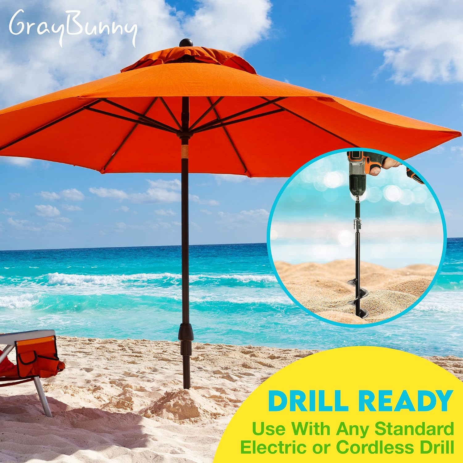 Garden Auger for Drill Bit - 3" Wide Helix x 17.5" Long Drill Auger Bit for Planting, Umbrella Post Hole Auger, Rustproof Rapid Planter with 10 mm Diameter Non-Slip Hex Shank - Rustproof