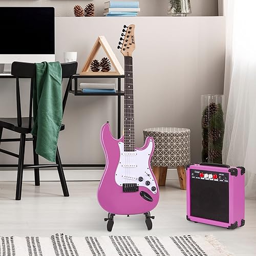 Vista 7 de LyxPro Kit de guitarra eléctrica de 39 pulgadas con amplificador de 20 W, todos los accesorios, afinador de clip digital, seis cuerdas, dos púas